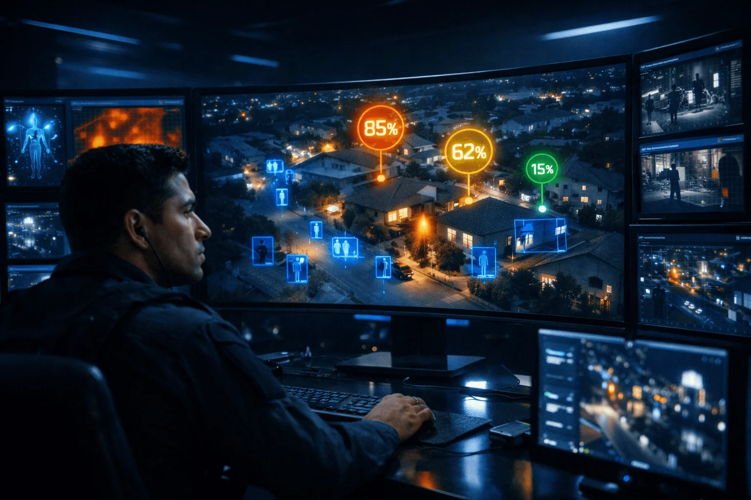Central de monitoramento com inteligência artificial da SD Segurança